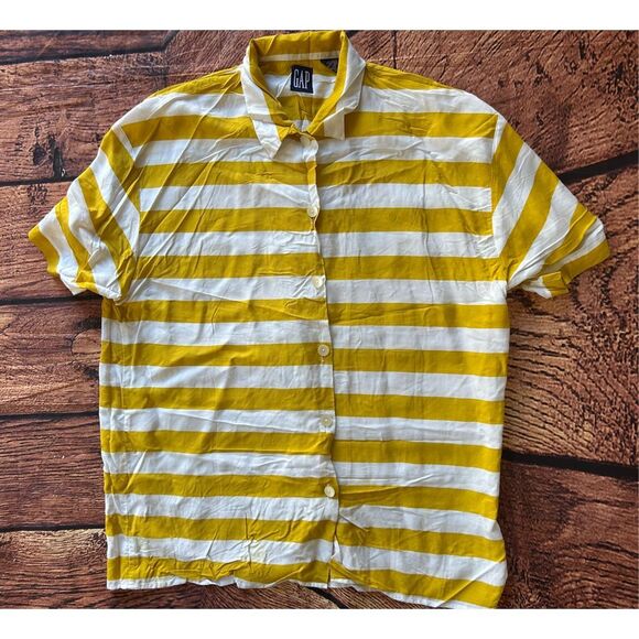 Vintage Yellow‎ Stripe GAP button up shirt size M - Picture 3 of 14